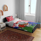 Gambia Christmas Bedding Set Santa Hippo National Coat of Arms Snowflakes and Festive Holiday - African Pride