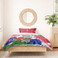 Gambia Christmas Bedding Set Santa Hippo National Coat of Arms Snowflakes and Festive Holiday - African Pride