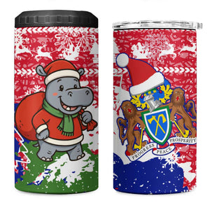 Gambia Christmas 4 in 1 Can Cooler Tumbler Santa Hippo National Coat of Arms Snowflakes and Festive Holiday - African Pride