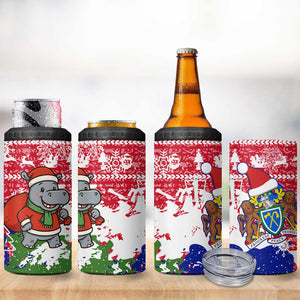 Gambia Christmas 4 in 1 Can Cooler Tumbler Santa Hippo National Coat of Arms Snowflakes and Festive Holiday - African Pride