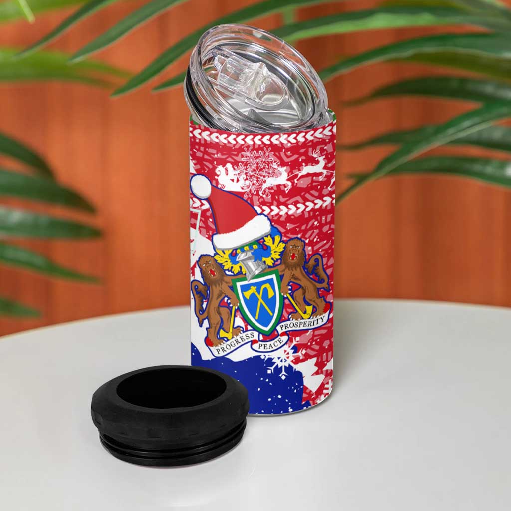 Gambia Christmas 4 in 1 Can Cooler Tumbler Santa Hippo National Coat of Arms Snowflakes and Festive Holiday - African Pride
