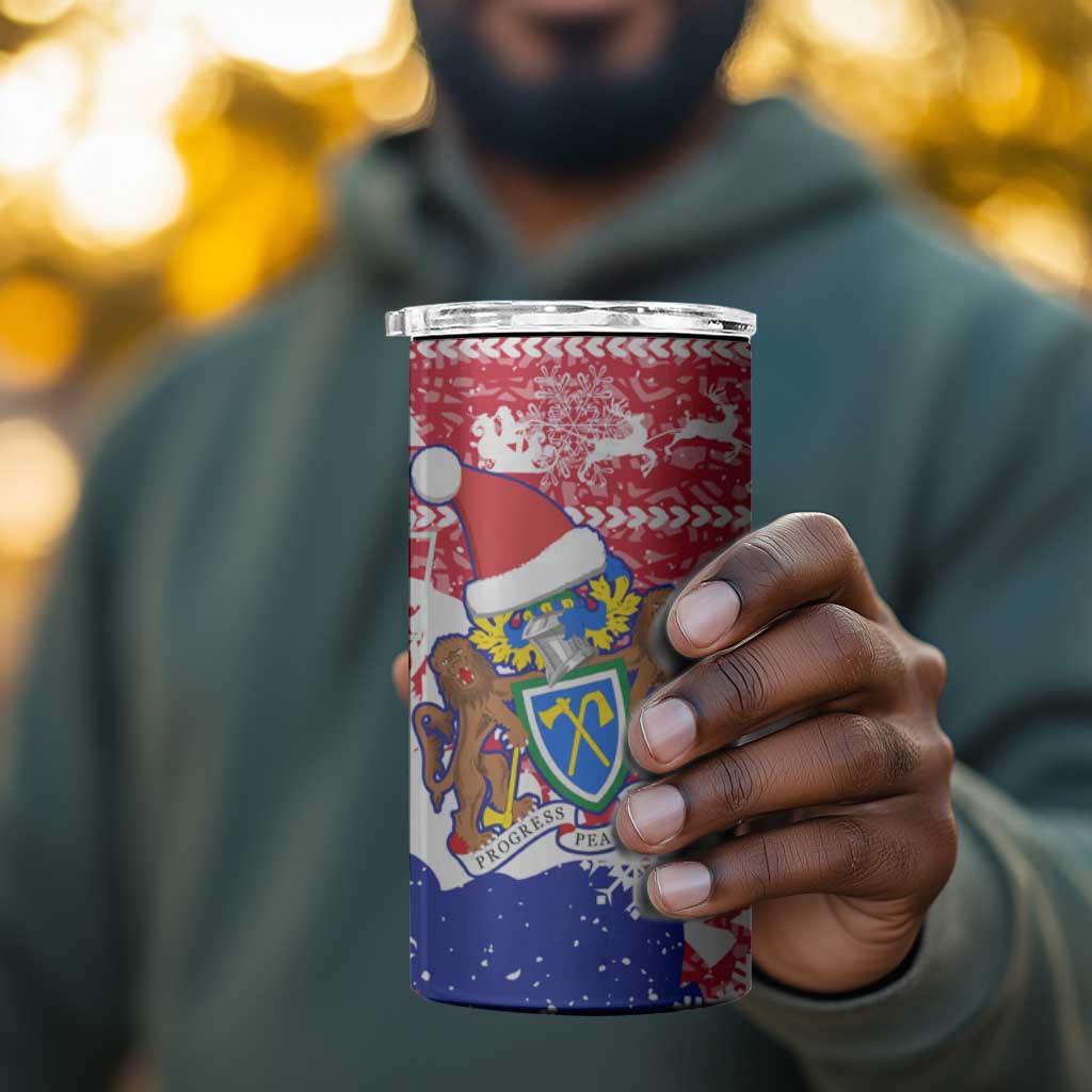 Gambia Christmas 4 in 1 Can Cooler Tumbler Santa Hippo National Coat of Arms Snowflakes and Festive Holiday - African Pride