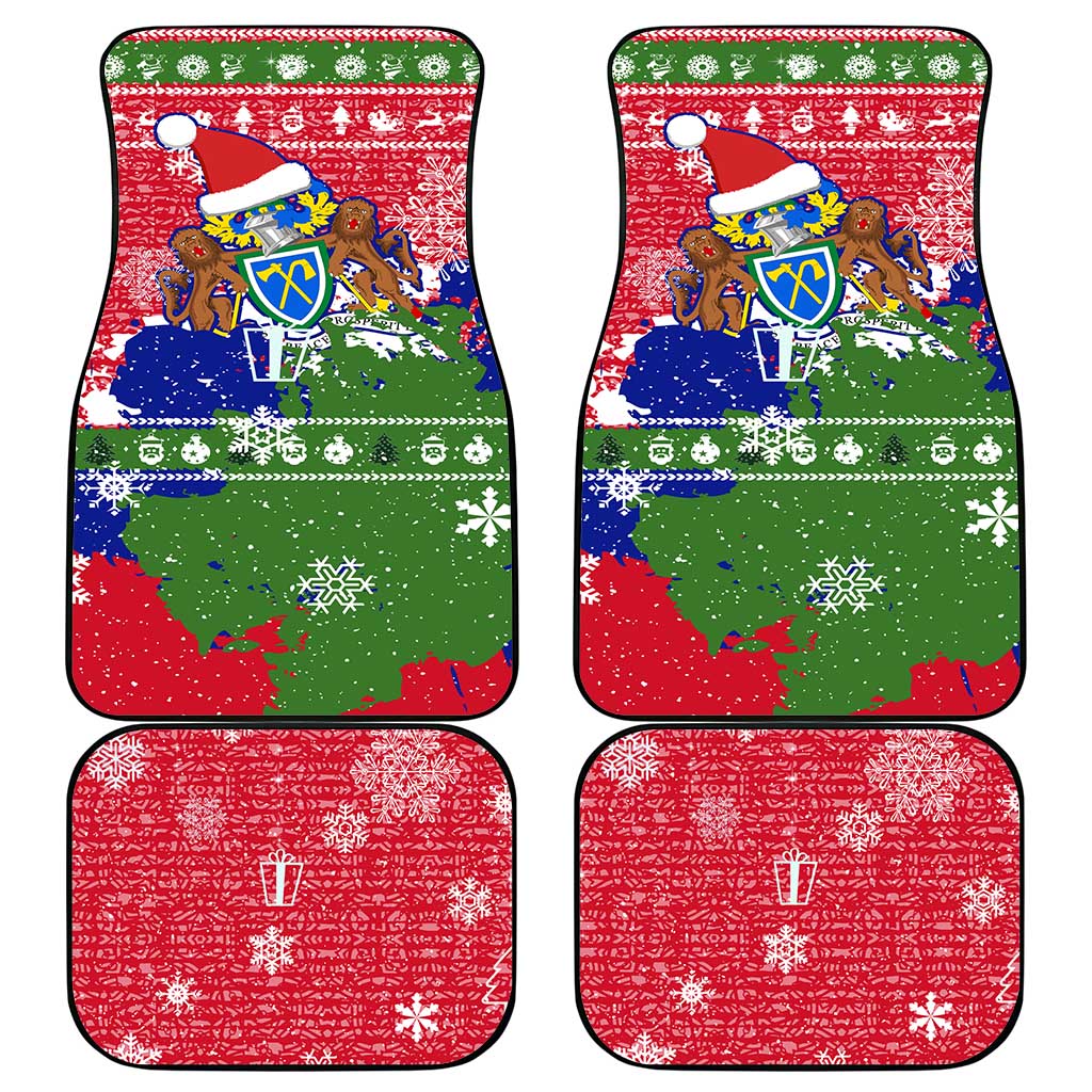 Gambia Christmas Car Mats Santa Hippo National Coat of Arms Snowflakes and Festive Holiday - African Pride