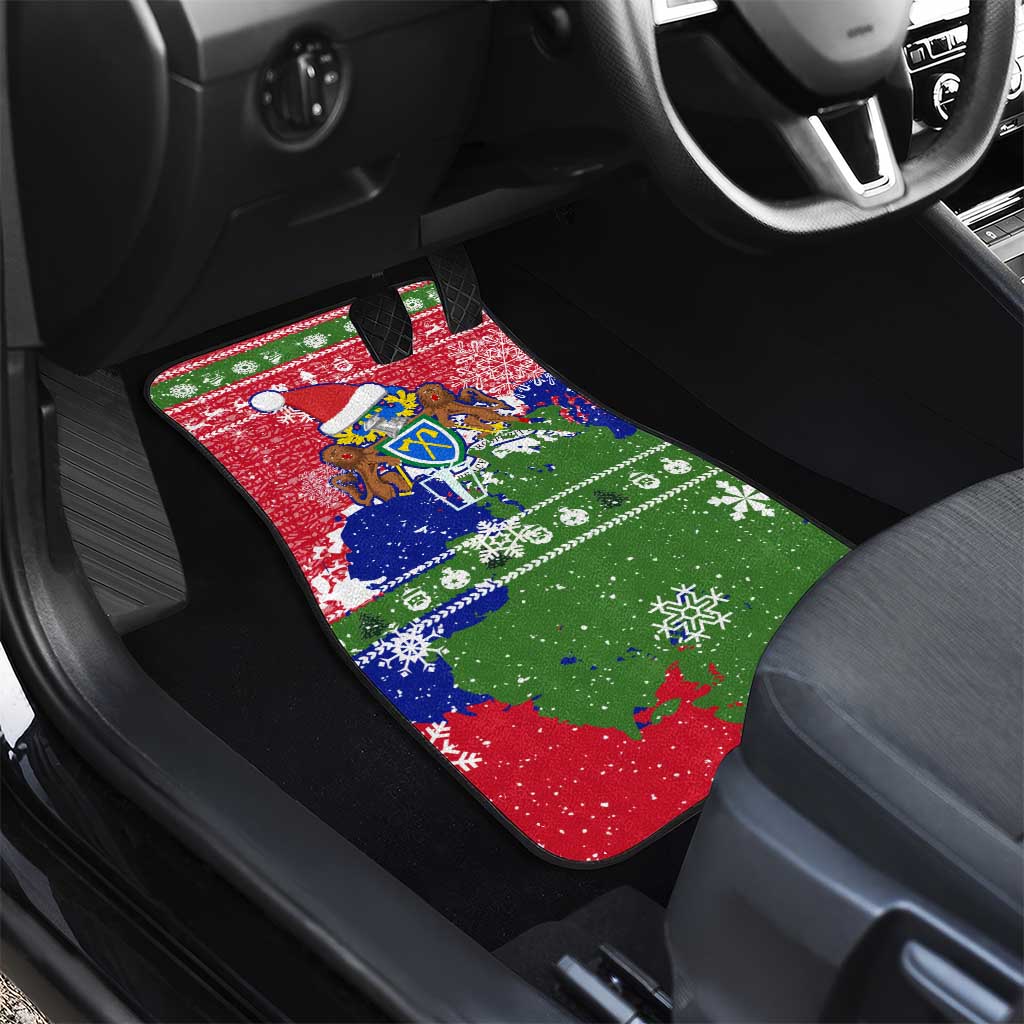 Gambia Christmas Car Mats Santa Hippo National Coat of Arms Snowflakes and Festive Holiday - African Pride