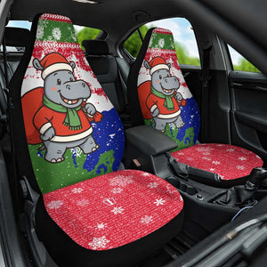 Gambia Christmas Car Seat Cover Santa Hippo National Coat of Arms Snowflakes and Festive Holiday - African Pride
