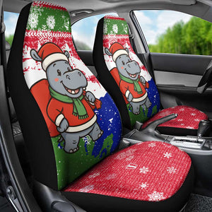 Gambia Christmas Car Seat Cover Santa Hippo National Coat of Arms Snowflakes and Festive Holiday - African Pride
