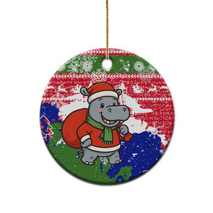 Gambia Christmas Ceramic Ornament Santa Hippo National Coat of Arms Snowflakes and Festive Holiday - African Pride