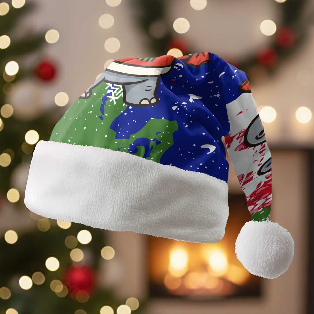Gambia Christmas Santa Hat Santa Hippo National Coat of Arms Snowflakes and Festive Holiday - African Pride