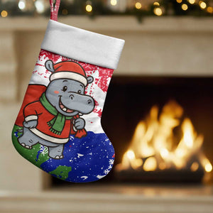 Gambia Christmas Stocking Santa Hippo National Coat of Arms Snowflakes and Festive Holiday - African Pride