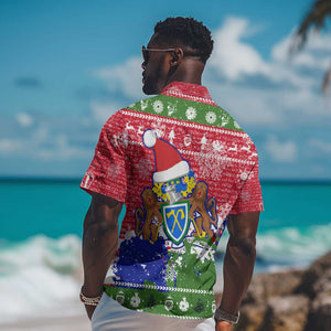 Gambia Christmas Hawaiian Shirt Santa Hippo National Coat of Arms Snowflakes and Festive Holiday - African Pride