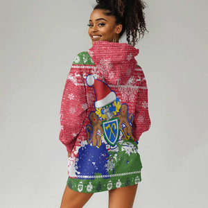 Gambia Christmas Hoodie Dress Santa Hippo National Coat of Arms Snowflakes and Festive Holiday - African Pride