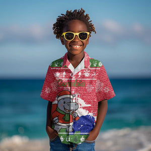 Gambia Christmas Kid Hawaiian Shirt Santa Hippo National Coat of Arms Snowflakes and Festive Holiday - African Pride