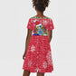 Gambia Christmas Kid Short Sleeve Dress Santa Hippo National Coat of Arms Snowflakes and Festive Holiday - African Pride