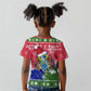 Gambia Christmas Kid T shirt Santa Hippo National Coat of Arms Snowflakes and Festive Holiday - African Pride