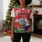 Gambia Christmas Knitted V-Neck Vest Santa Hippo National Coat of Arms Snowflakes and Festive Holiday - African Pride