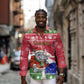 Gambia Christmas Long Sleeve Button Shirt Santa Hippo National Coat of Arms Snowflakes and Festive Holiday - African Pride
