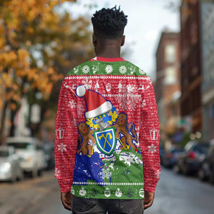 Gambia Christmas Long Sleeve Shirt Santa Hippo National Coat of Arms Snowflakes and Festive Holiday - African Pride