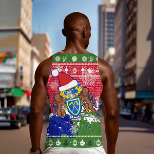 Gambia Christmas Men Tank Top Santa Hippo National Coat of Arms Snowflakes and Festive Holiday - African Pride