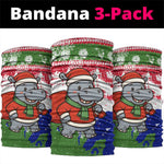 Gambia Christmas Neck Gaiter Santa Hippo National Coat of Arms Snowflakes and Festive Holiday - African Pride
