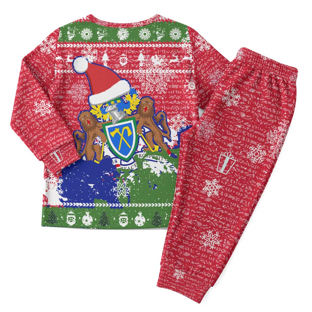 Gambia Christmas Pajama Set Santa Hippo National Coat of Arms Snowflakes and Festive Holiday - African Pride