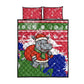 Gambia Christmas Quilt Bed Set Santa Hippo National Coat of Arms Snowflakes and Festive Holiday - African Pride