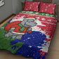 Gambia Christmas Quilt Bed Set Santa Hippo National Coat of Arms Snowflakes and Festive Holiday - African Pride