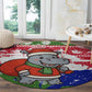 Gambia Christmas Round Carpet Santa Hippo National Coat of Arms Snowflakes and Festive Holiday - African Pride