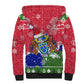 Gambia Christmas Sherpa Hoodie Santa Hippo National Coat of Arms Snowflakes and Festive Holiday - African Pride