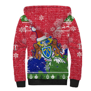 Gambia Christmas Sherpa Hoodie Santa Hippo National Coat of Arms Snowflakes and Festive Holiday - African Pride