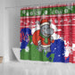 Gambia Christmas Shower Curtain Santa Hippo National Coat of Arms Snowflakes and Festive Holiday - African Pride