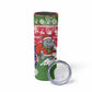 Gambia Christmas Skinny Tumbler Santa Hippo National Coat of Arms Snowflakes and Festive Holiday - African Pride