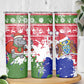 Gambia Christmas Skinny Tumbler Santa Hippo National Coat of Arms Snowflakes and Festive Holiday - African Pride