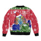 Gambia Christmas Sleeve Zip Bomber Jacket Santa Hippo National Coat of Arms Snowflakes and Festive Holiday - African Pride