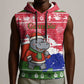 Gambia Christmas Sleeveless Hoodie Santa Hippo National Coat of Arms Snowflakes and Festive Holiday - African Pride