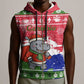 Gambia Christmas Sleeveless Zip Hoodie Santa Hippo National Coat of Arms Snowflakes and Festive Holiday - African Pride