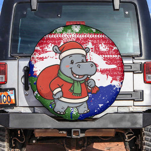 Gambia Christmas Spare Tire Cover Santa Hippo National Coat of Arms Snowflakes and Festive Holiday - African Pride