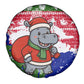 Gambia Christmas Spare Tire Cover Santa Hippo National Coat of Arms Snowflakes and Festive Holiday - African Pride