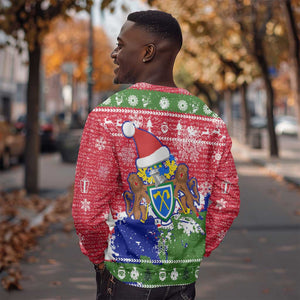 Gambia Christmas Sweatshirt Santa Hippo National Coat of Arms Snowflakes and Festive Holiday - African Pride