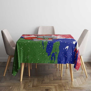Gambia Christmas Tablecloth Santa Hippo National Coat of Arms Snowflakes and Festive Holiday - African Pride