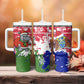 Gambia Christmas Tumbler With Handle Santa Hippo National Coat of Arms Snowflakes and Festive Holiday - African Pride