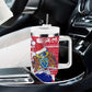 Gambia Christmas Tumbler With Handle Santa Hippo National Coat of Arms Snowflakes and Festive Holiday - African Pride