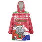 Gambia Christmas Wearable Blanket Hoodie Santa Hippo National Coat of Arms Snowflakes and Festive Holiday - African Pride