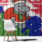 Gambia Christmas Window Curtain Santa Hippo National Coat of Arms Snowflakes and Festive Holiday - African Pride