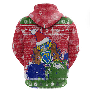 Gambia Christmas Zip Hoodie Santa Hippo National Coat of Arms Snowflakes and Festive Holiday - African Pride