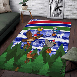 Gambia Christmas Area Rug Santa Birds Gift Boxes Forest Scene and Snowflake - African Pride