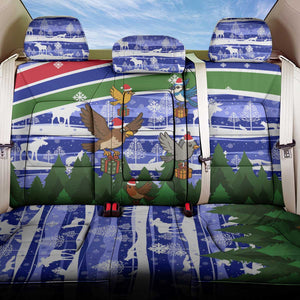 Gambia Christmas Back Car Seat Cover Santa Birds Gift Boxes Forest Scene and Snowflake - African Pride