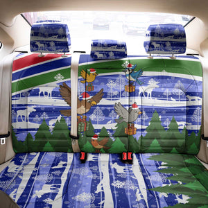 Gambia Christmas Back Car Seat Cover Santa Birds Gift Boxes Forest Scene and Snowflake - African Pride