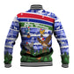 Gambia Christmas Baseball Jacket Santa Birds Gift Boxes Forest Scene and Snowflake - African Pride