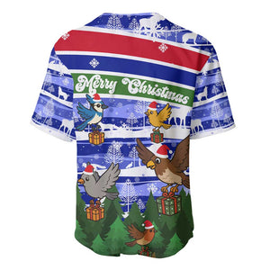 Gambia Christmas Baseball Jersey Santa Birds Gift Boxes Forest Scene and Snowflake - African Pride