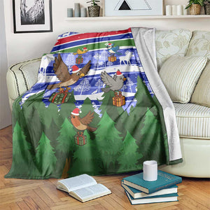 Gambia Christmas Blanket Santa Birds Gift Boxes Forest Scene and Snowflake - African Pride